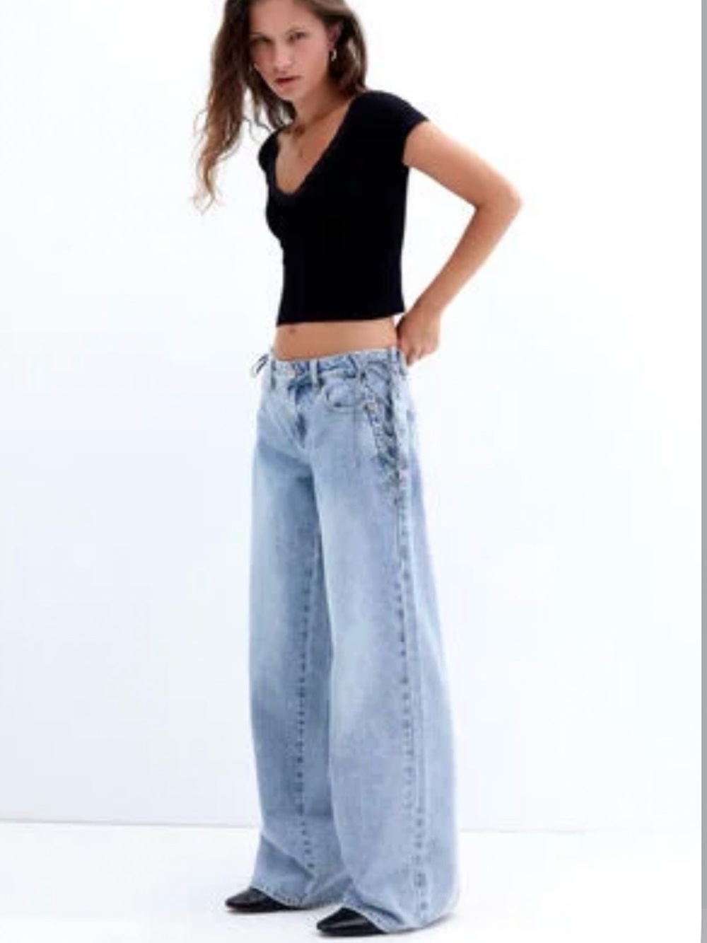 PacSun Casey Low Rise Baggy Light Blue Wide-Leg Jeans